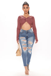 Not Too Late Eco Friendly Ripped Ankle Jeans - Medium Blue Wash Ins Street